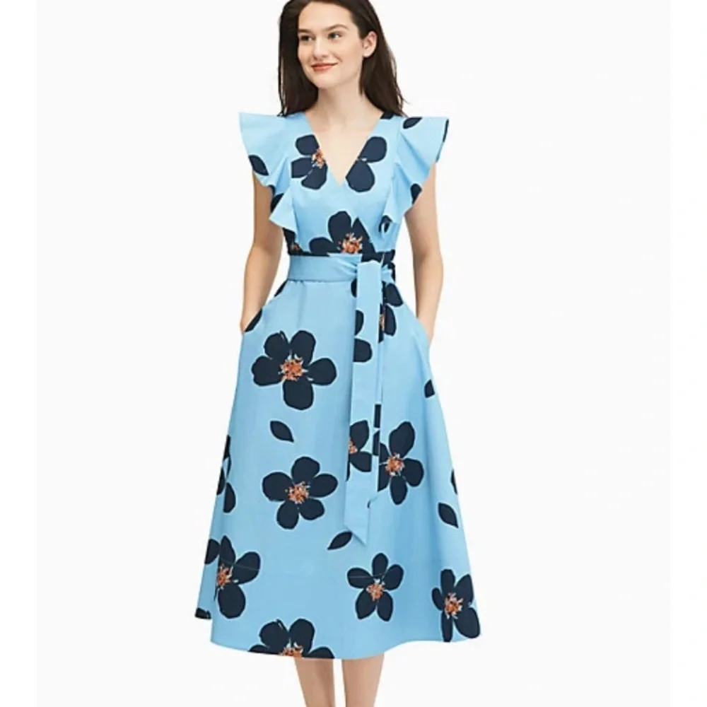 kate spade Light Blue Maxi Dress with Navy Floral Print